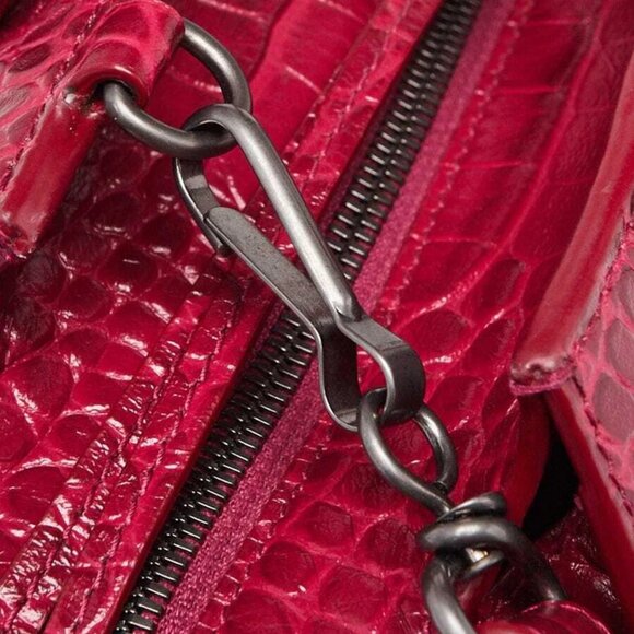 Balenciaga Raspberry Croc Embossed Calfskin Leather Neo Classic Small City Bag - Picture 4 of 12